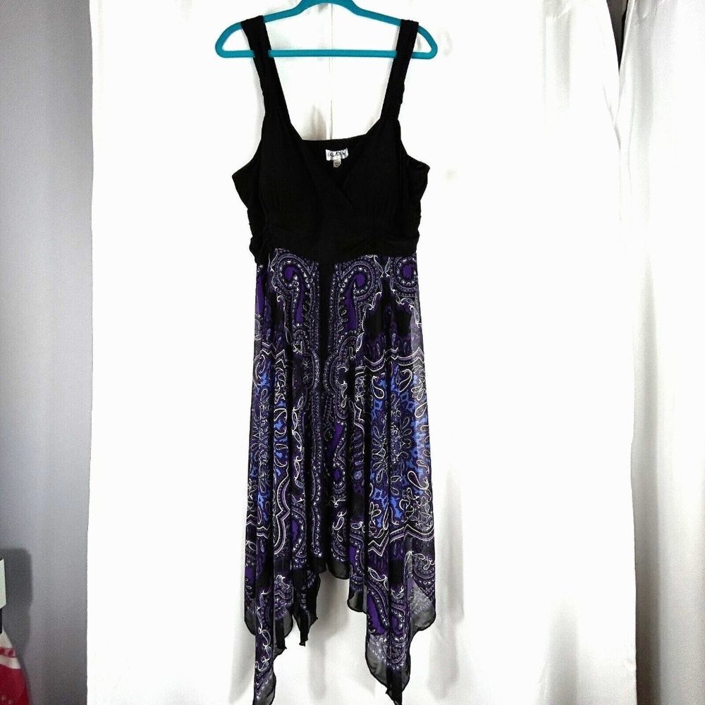 Olivia Matthews Black and Purple Asymmetrical Dress